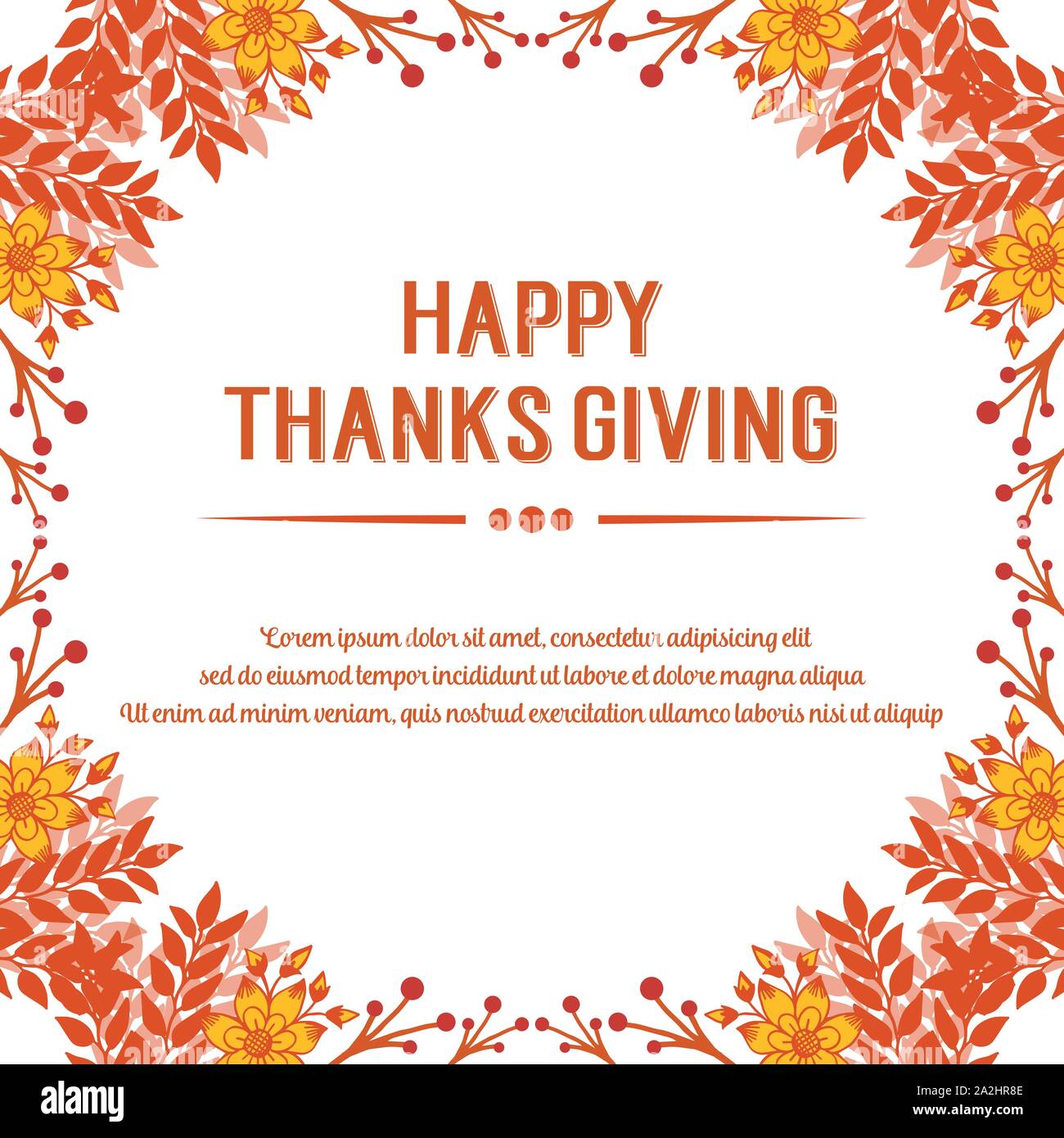Template of poster thanksgiving, with plant of autumn leaf flower frame ...