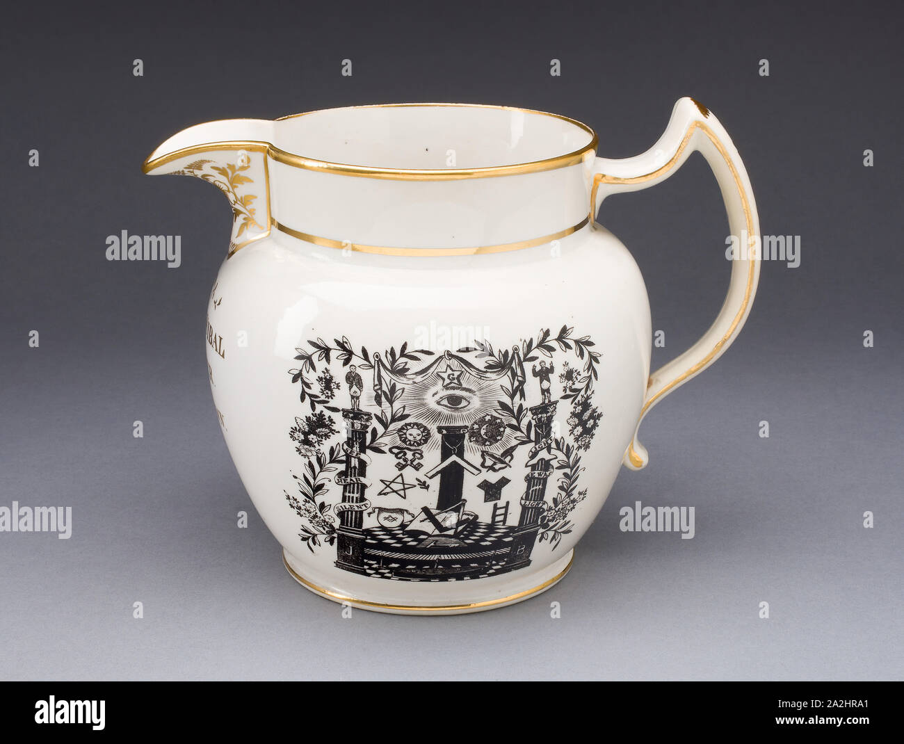 Jug with Masonic Iconography, 1824, Manufacturer Spode Pottery