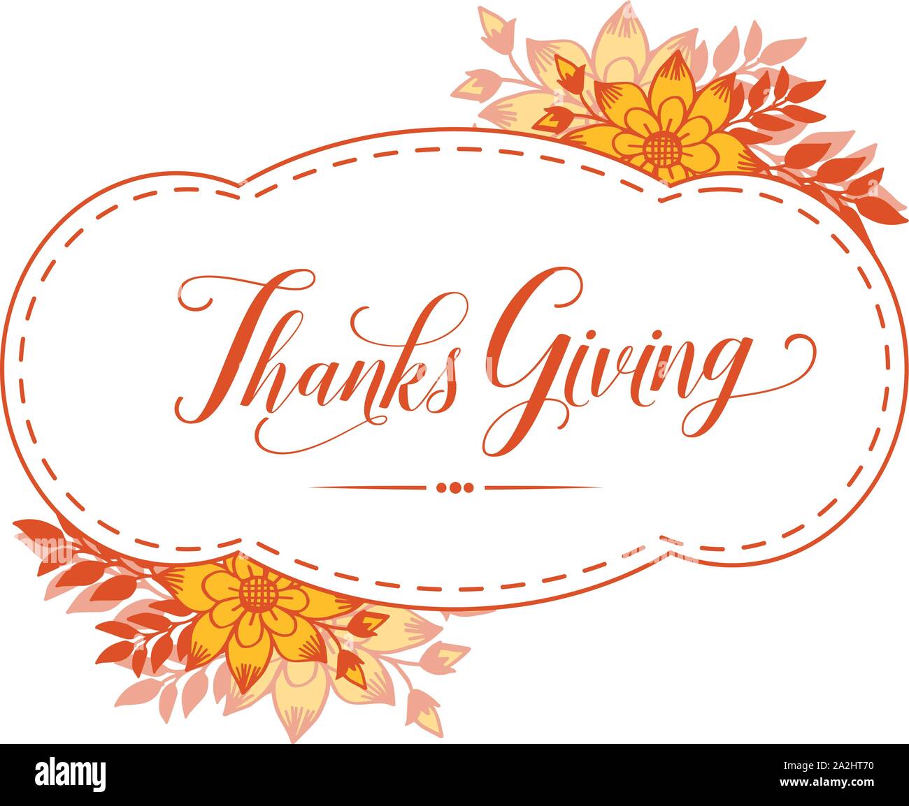 Ornate of autumn leaf flower frame, for thanksgiving hand drawn. Vector ...
