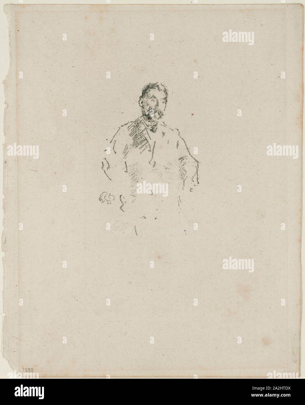 Stephane Mallarmé, No. 2, 1892, James McNeill Whistler, American, 1834-1903, United States, Transfer lithograph in black with scraping, on cream laid paper, 93 x 61 mm (image), 226 x 181 mm (sheet Stock Photo