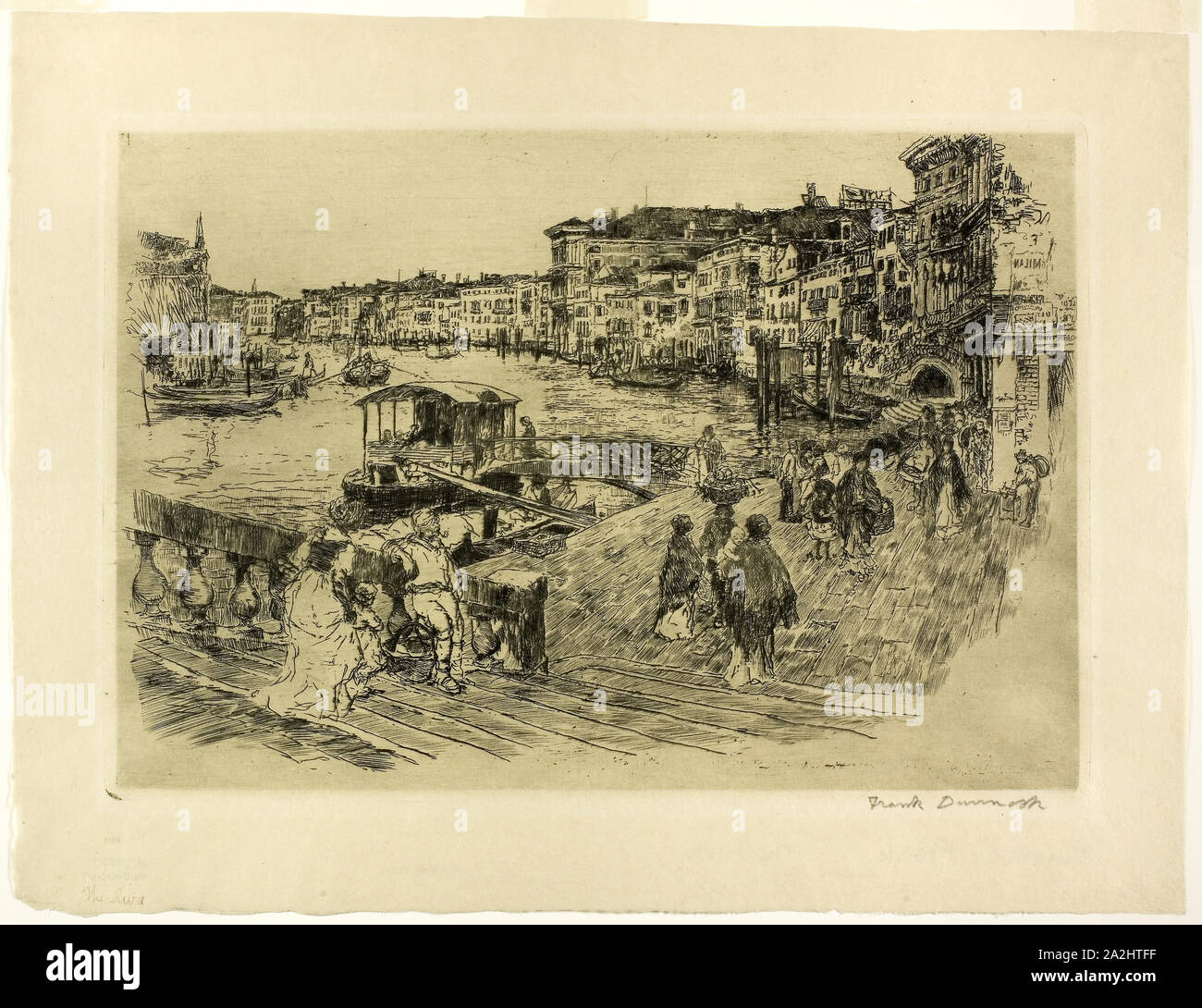 View of the Grand Canal, 1883, Frank Duveneck, American, 1848-1919, United States, Etching with drypoint on cream wove paper, 267 x 391 mm (image), 277 x 402 mm (plate), 368 x 482 mm (sheet Stock Photo