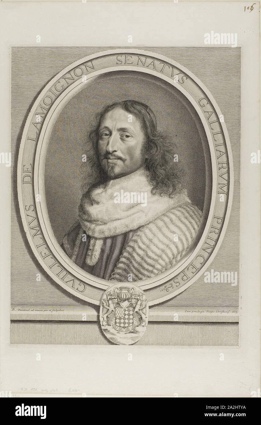 Guillaume de Lamoignon, 1663, Robert Nanteuil, French, 1623-1678, France, Engraving on paper, 329 × 252 mm (plate), 426 × 283 mm (sheet Stock Photo