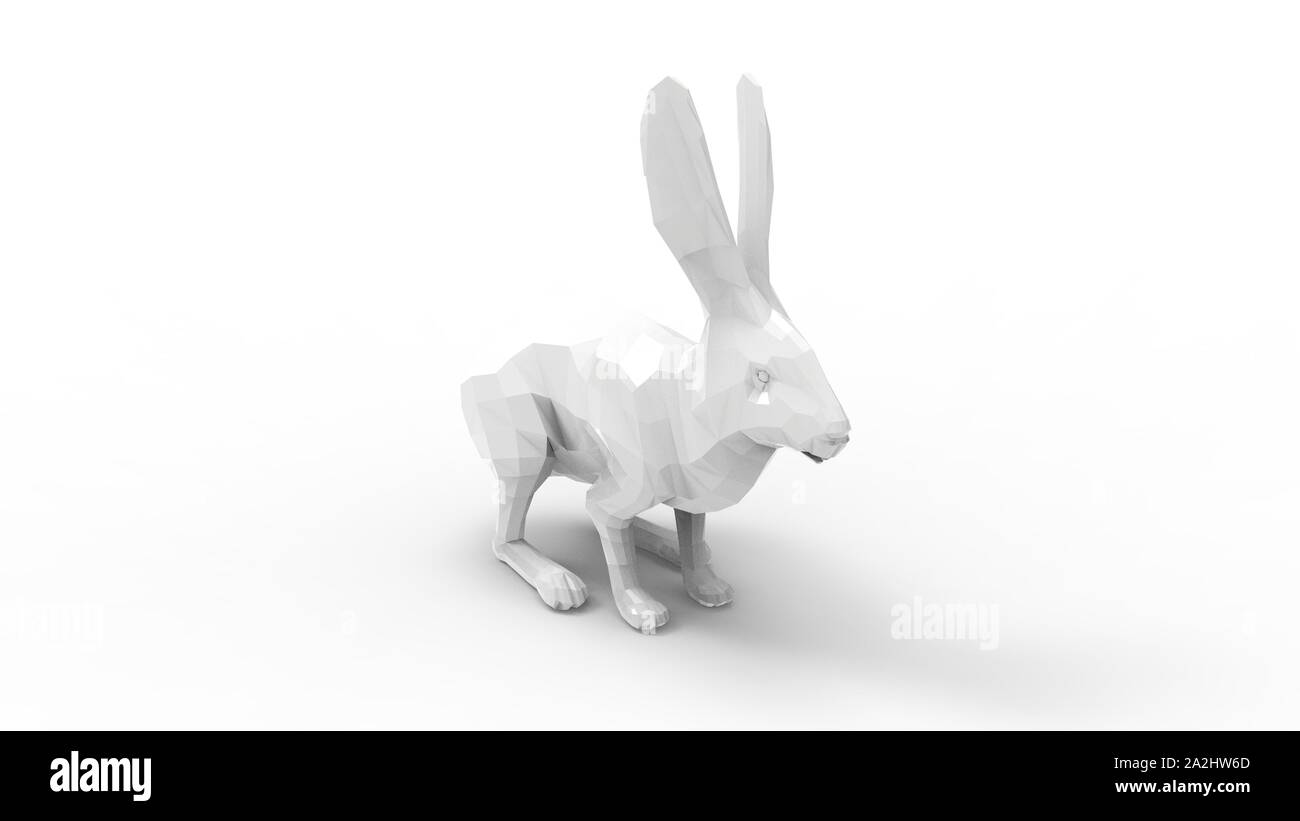 3d rendering of a hare rabbit isolated in white background Stock Photo ...