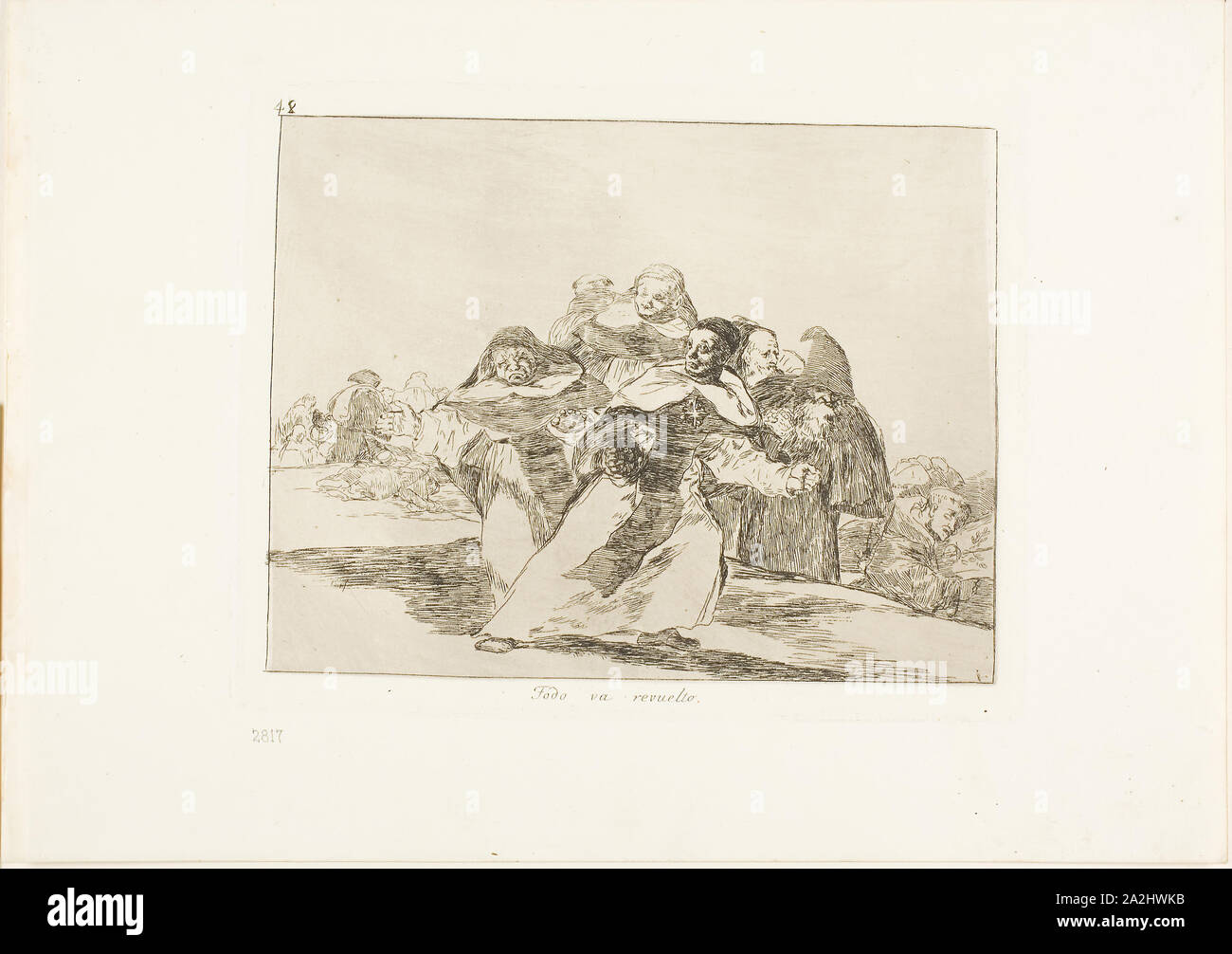 Everything is topsy-turvy, plate 42 from The Disasters of War, 1815/20, published 1863, Francisco José de Goya y Lucientes, Spanish, 1746-1828, Spain, Etching, burin and burnishing on ivory wove paper with gilt edges, 155 x 202 mm (image), 175 x 220 mm (plate), 240 x 340 mm (sheet Stock Photo