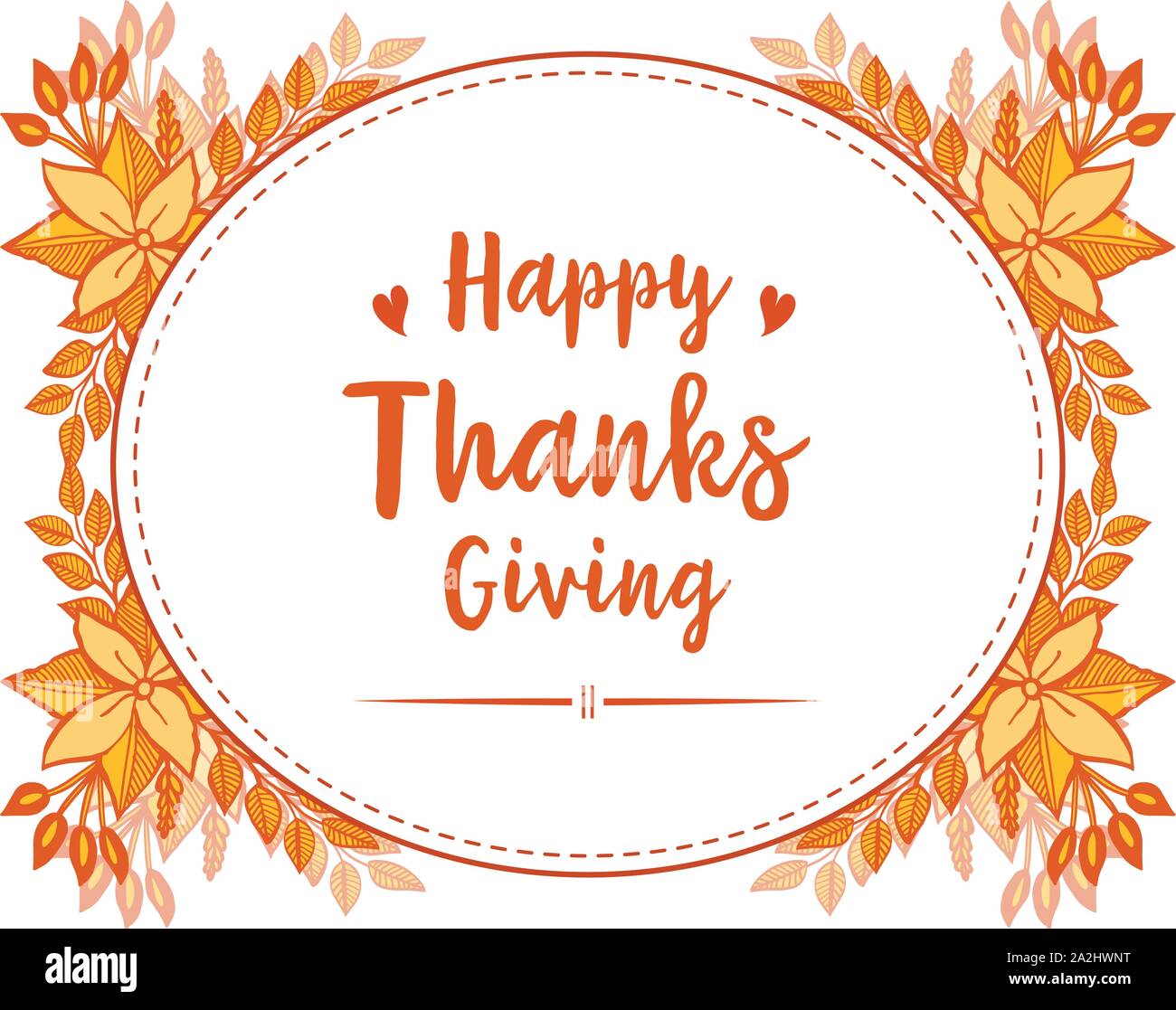 Template thanksgiving, with motif of autumn leaf flower frame. Vector ...