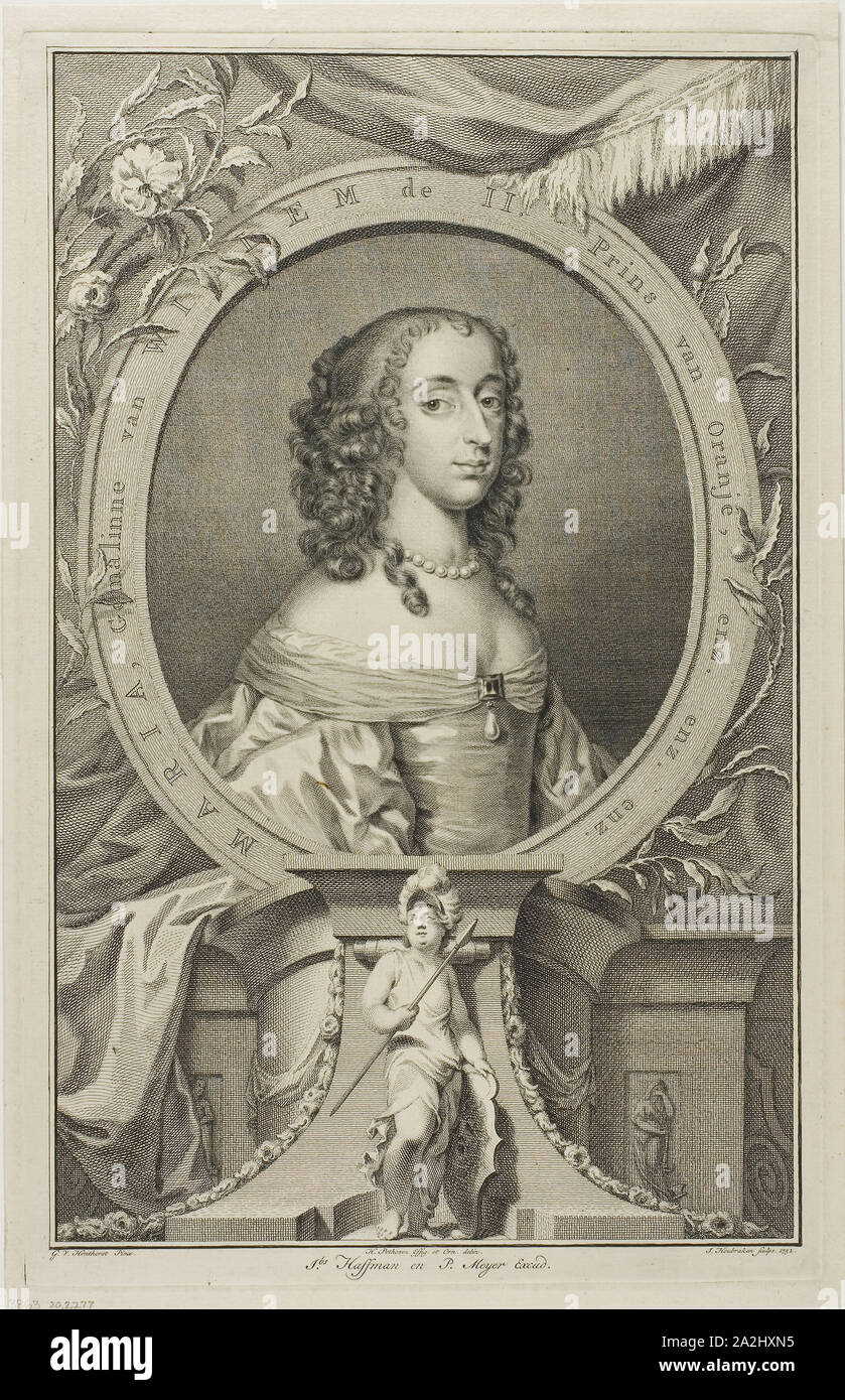 Maria, Wife of Willem II of Orange, n.d., Jacobus Houbraken (Dutch, 1698-1780), after Gerrit van Honthorst (Dutch, 1590-1656), Holland, Engraving Engraving on paper Stock Photo