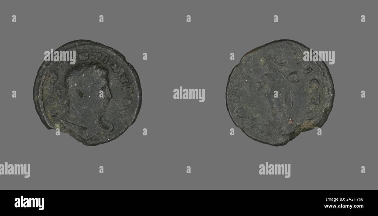 Coin Portraying Emperor Constantine I, AD 310/311, Roman, minted in Trier, Roman Empire, Bronze, Diam. 1.9 cm, 1.72 g Stock Photo