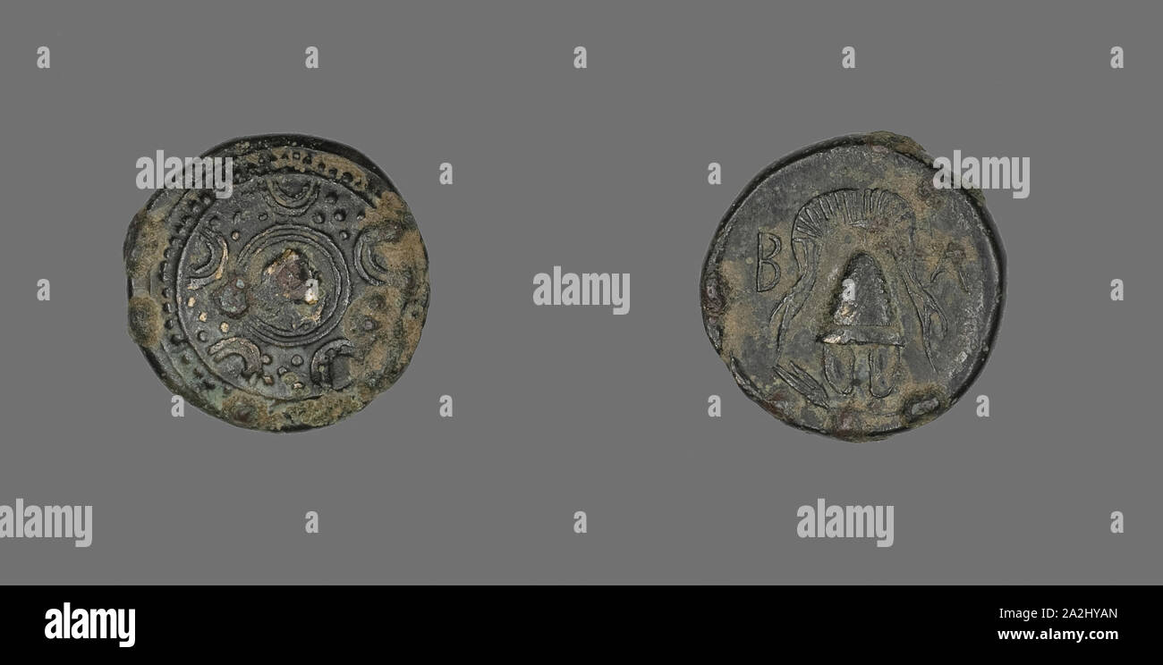 Coin Depicting the Goddess Artemis, 286/220 BC, Greek, Ancient Greece, Bronze, Diam. 1.7 cm, 4 g Stock Photo