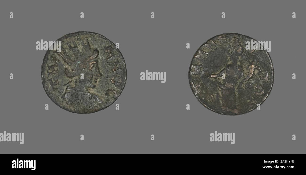 Coin Depicting the Amazon Cyme, AD 253/268, Roman, Roman Empire, Bronze, Diam. 1.8 cm, 2.96 g Stock Photo