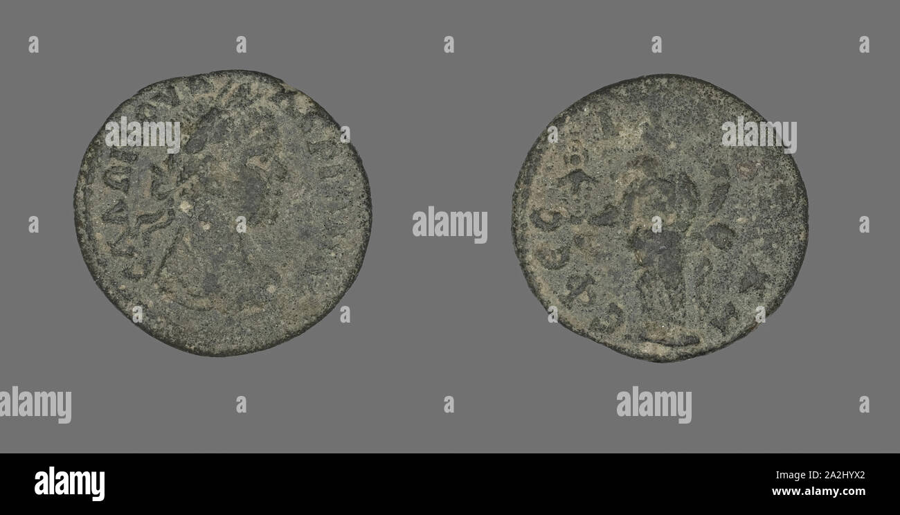 Coin Depicting Bust, about AD 257/60, Roman, Roman Empire, Bronze, Diam. 2.1 cm, 4.35 g Stock Photo