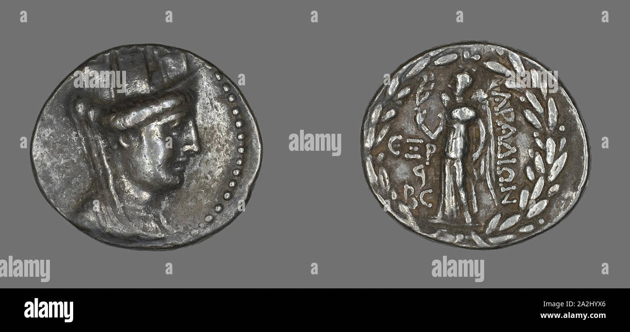 Tetradrachm (Coin) Depicting Tyche, 95/94 BC, Greek, Ancient Greece, Silver, Diam. 3 cm, 15.17 g Stock Photo