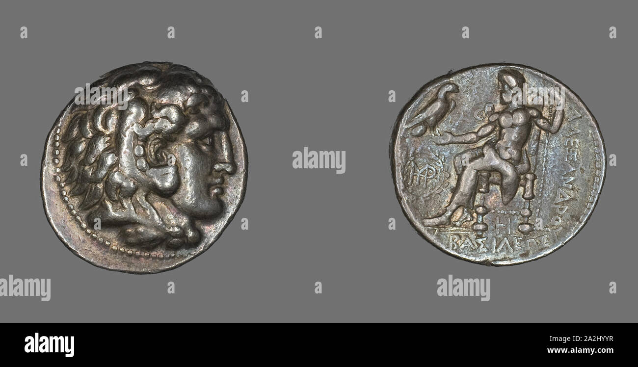 Tetradrachm (Coin) Portraying Alexander the Great, 356/323 BC, Greek, Roman Empire, Silver, Diam. 2.8 cm, 17.03 g Stock Photo