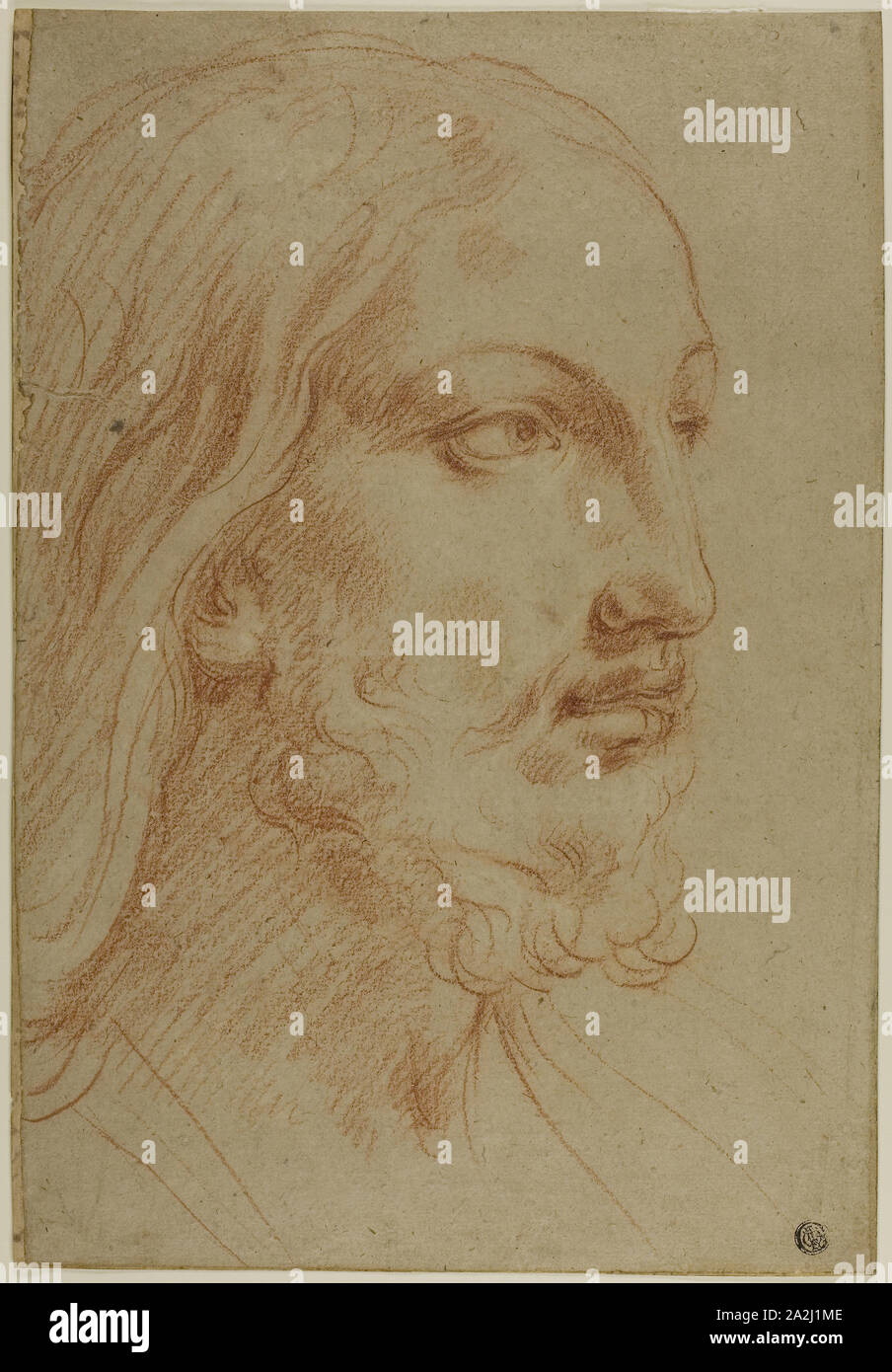 Head of Christ, c. 1652, Giovanni Andrea Sirani, Italian, 1610-1670, Italy, Red chalk on tan laid paper, laid down on cream laid paper, 367 x 253 mm, Plum Garden at Kameido (Kameido Umeyashiki), from the series One Hundred Famous Views of Edo (Meisho Edo hyakkei), 1857, Utagawa Hiroshige 歌川 広重, Japanese, 1797–1858, Japan, Color woodblock print, oban, 36 x 24.1 cm (14 3/16 x 9 1/2 in Stock Photo