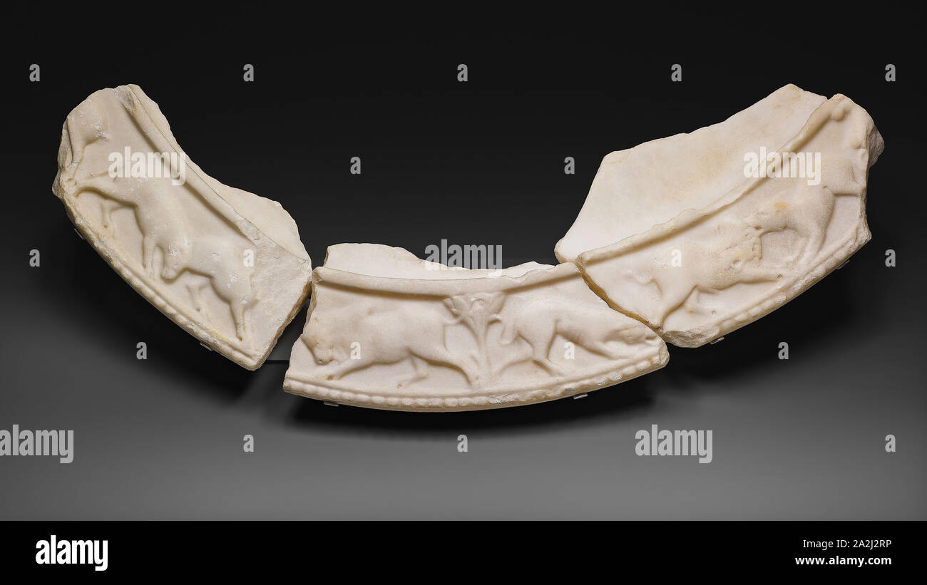 Table Rim Fragments, 4th century AD, Late Roman or early Byzantine, Istanbul, Marble, a: 6.4 × 28.5 × 12.2 cm (2 1/5 × 11 ¼ × 5 5/8 in Stock Photo