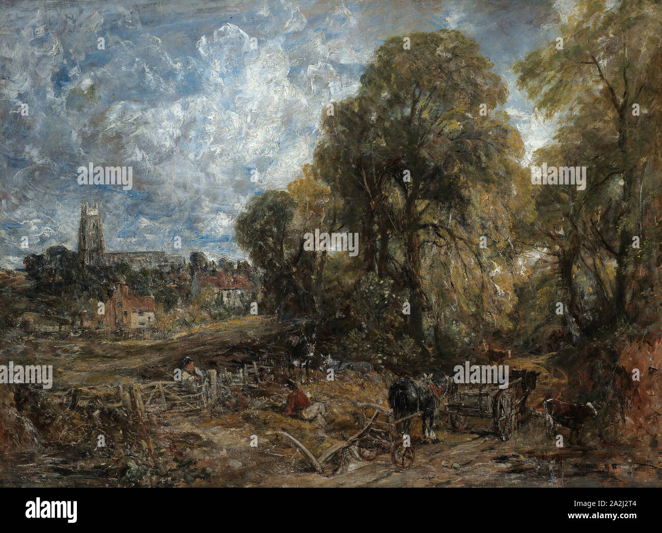 Vintage 1960 Constable “Stoke by Nayland” Landscape Art Print Vintage 1960 Constable “Stoke by Nayland” Landscape Art Print