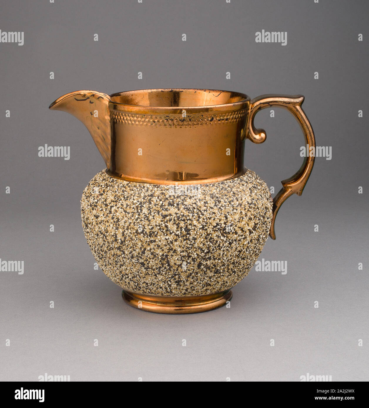 Pitcher, 1810/20, England, Staffordshire, Staffordshire, Lead-glazed earthenware with lustre decoration, 15.2 × 14 cm (6 × 5 1/2 in Stock Photo