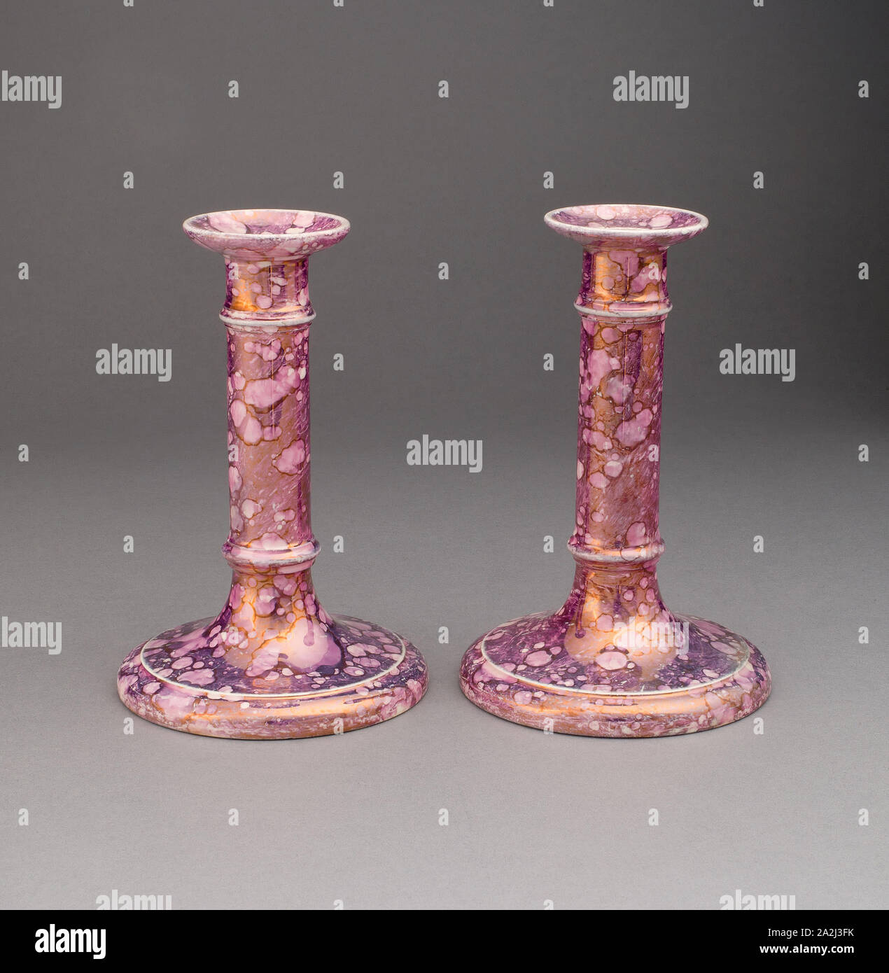 Candlestick (one of a pair), 1810/20, England, Sunderland, Sunderland, Lead-glazed earthenware with lustre decoration, H. 15.9 cm (6 1/4 in Stock Photo