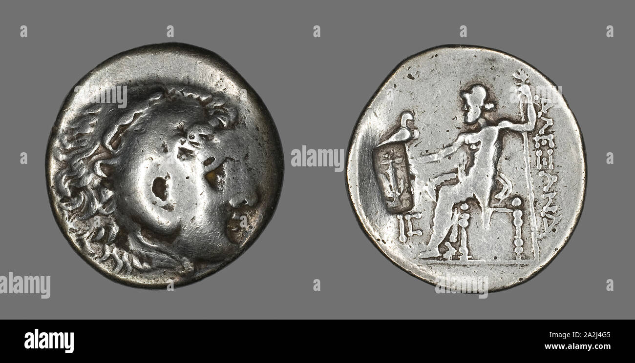 Tetradrachm (Coin) Portraying Alexander the Great as Herakles, 336/323 BC, Greek, Macedonia, Silver, Diam. 3.1 cm, 16.32 g Stock Photo