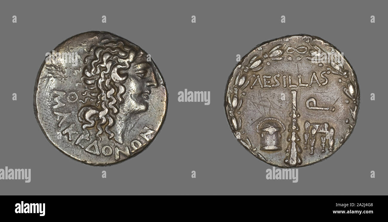 Tetradrachm (Coin) Portraying Alexander the Great, 93/92 BC, Greek, Macedonia, Silver, Diam. 2.8 cm, 14.70 g Stock Photo