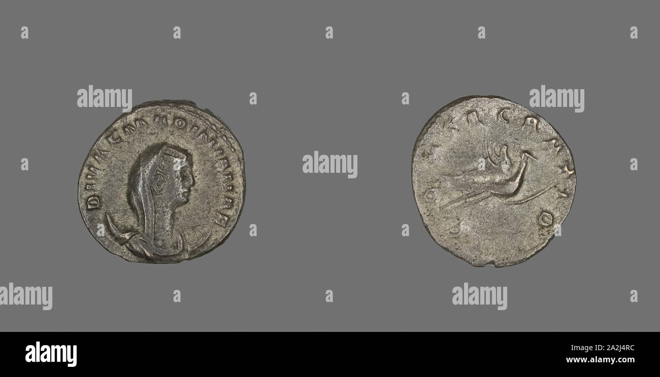 Antoninianus (Coin) Portraying Mariniana, AD 254, Roman, Rome, Billon, Diam. 2.1 cm, 3.73 g Stock Photo