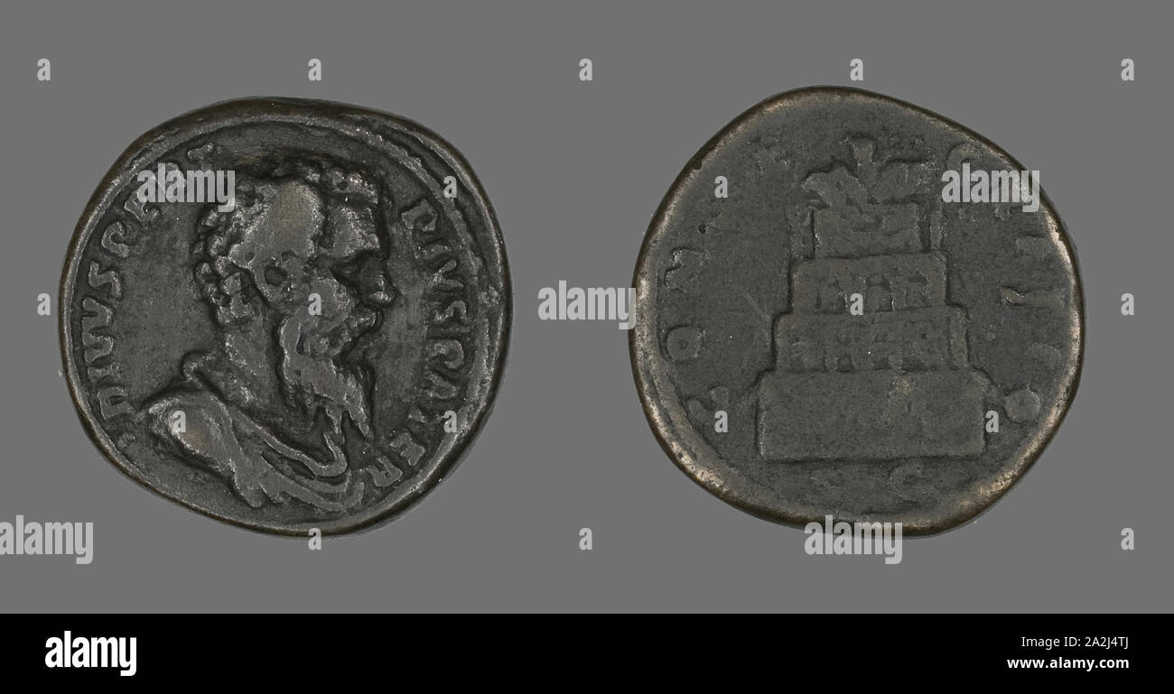 Coin Portraying Emperor Pertinax, AD 193, Roman, Roman Empire, Bronze, Diam. 3.2 cm, 24.60 g Stock Photo