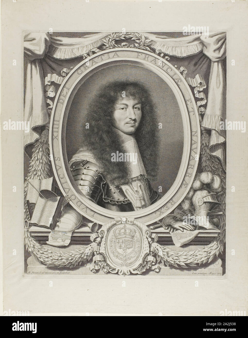 Louis XIV, 1663, Robert Nanteuil, French, 1623-1678, France, Engraving on paper, 405 × 334 mm (plate), 515 × 401 mm (sheet Stock Photo