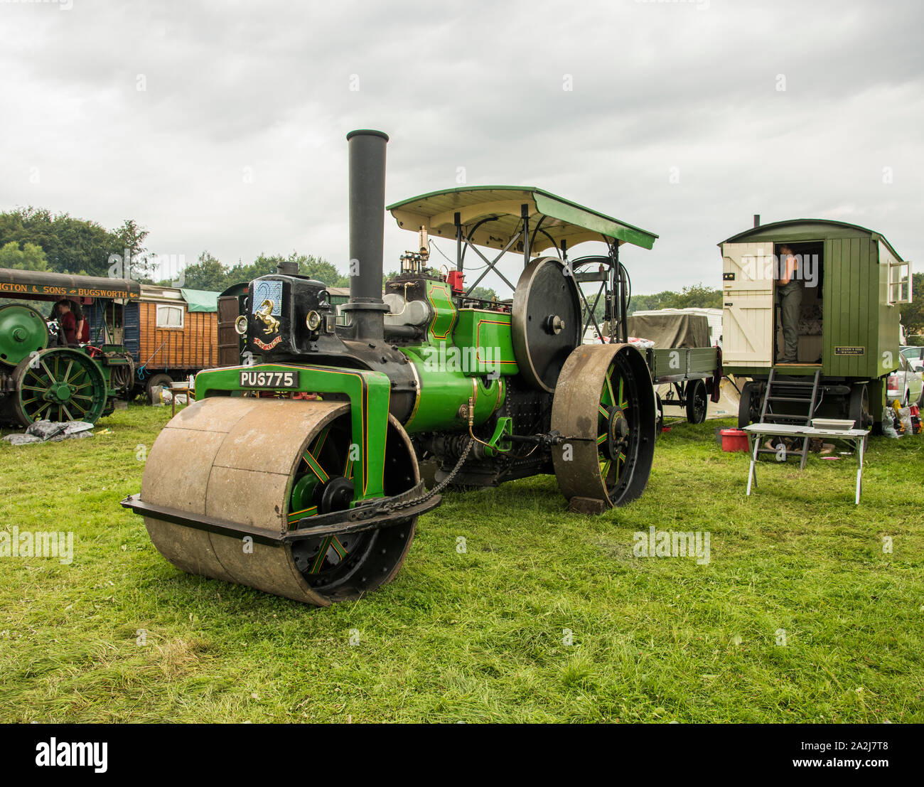 Vintage steam engine on display at Derbyshire country fair England UK