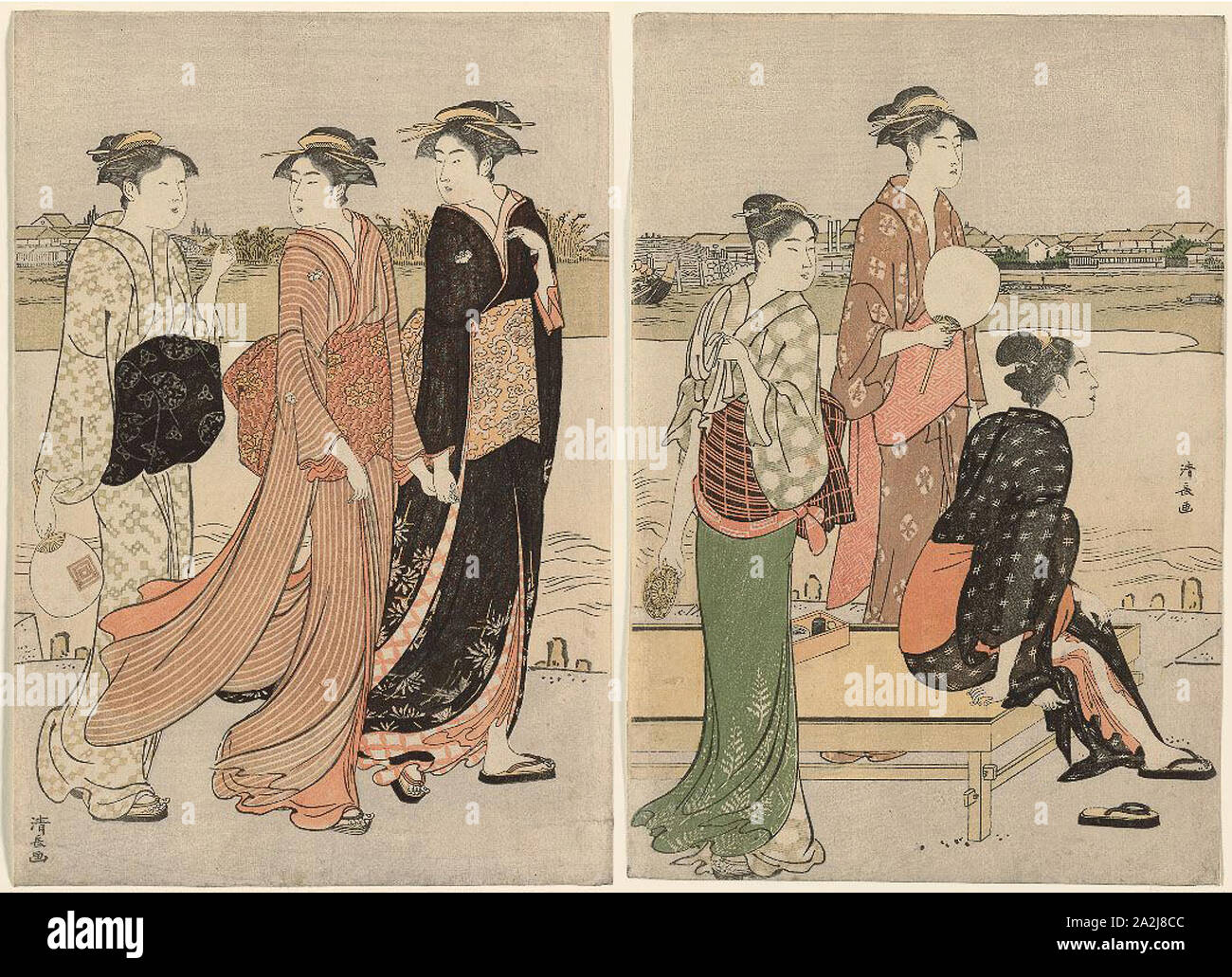 c. 1784, Torii Kiyonaga, Japanese, 1752-1815, Japan, Color woodblock print,...