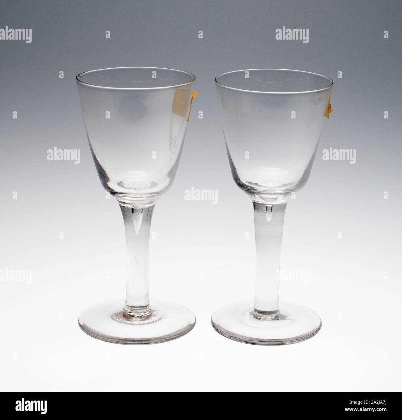 Two Wine Glasses, 19th century, England, Glass, H. 21.4 cm (8 7/16 in Stock Photo