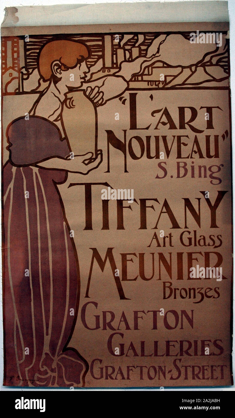 L’Art Nouveau, Grafton Galleries, 1899, Frank Brangwyn (English, 1867-1956), printed by Charles Verneau (French, active 1890s), England, Color lthograph on cream wove paper, laid down on linen, 773 × 493 mm Stock Photo