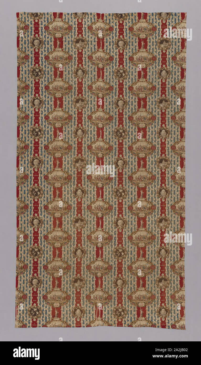 Panel (Furnishing Fabric), 1892/93, United States, Cotton, plain weave, roller printed, two loom widths pieced, 236 x 127.9 cm (92 7/8 x 50 3/8 in Stock Photo