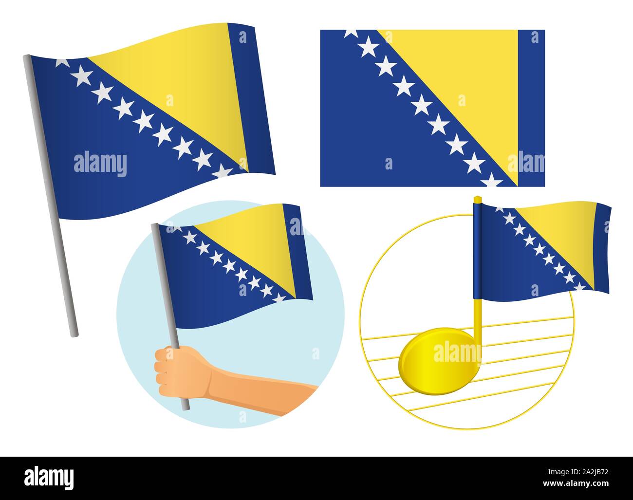 Bosnia and Herzegovina flag icon set. National flag of Bosnia and ...