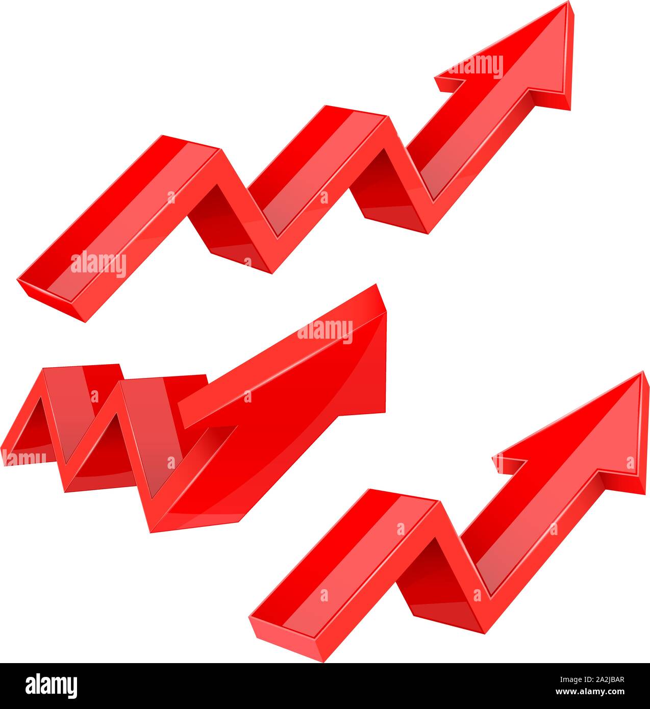 Red indication arrows. Up rising financial signs Stock Vector Image