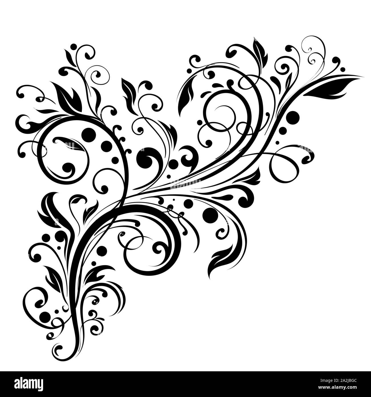 Black Floral Branch Decorative Filigree Design Stock Vector Image Art Alamy