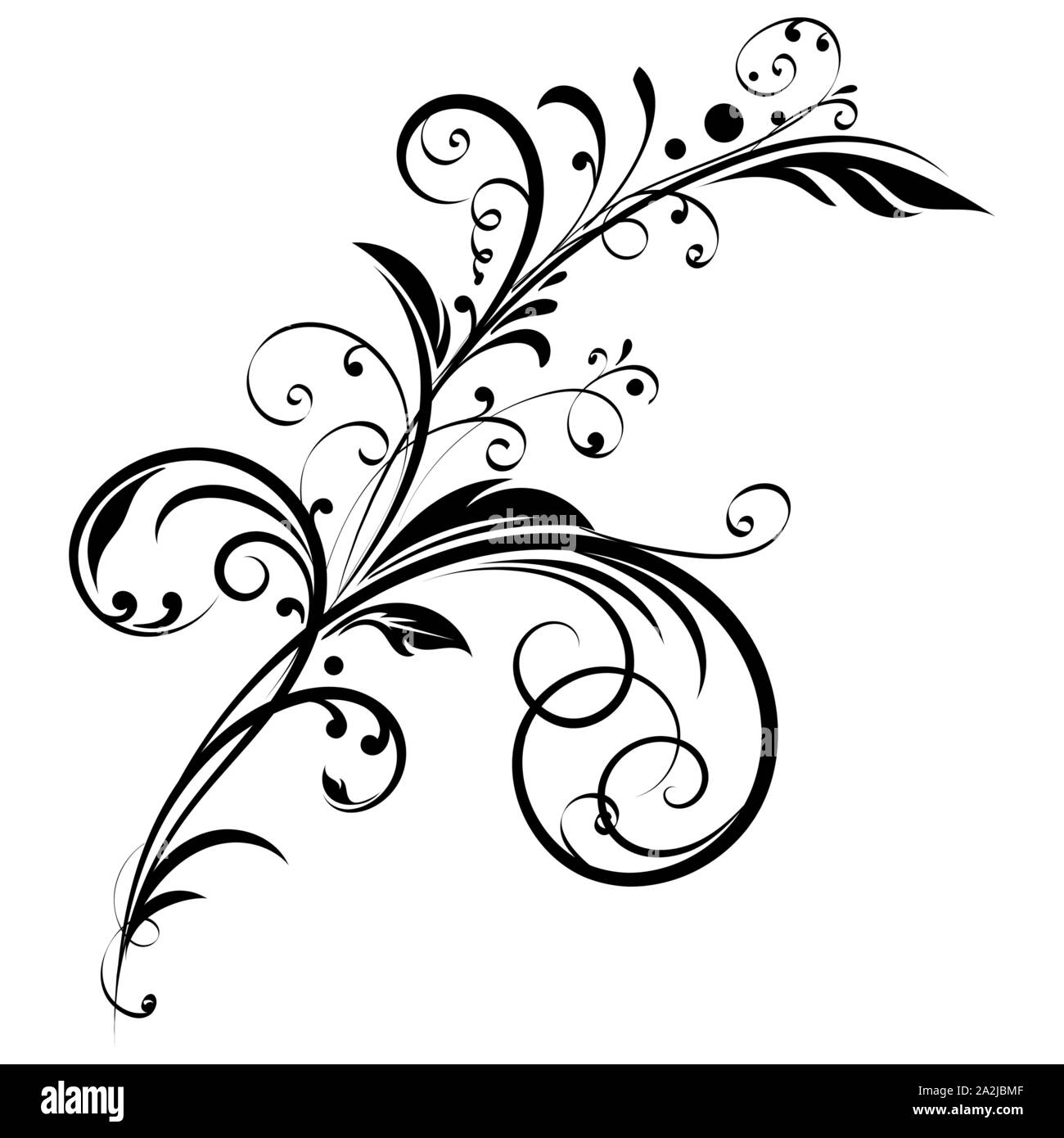 Black Floral Branch Decorative Filigree Design Stock Vector Image Art Alamy