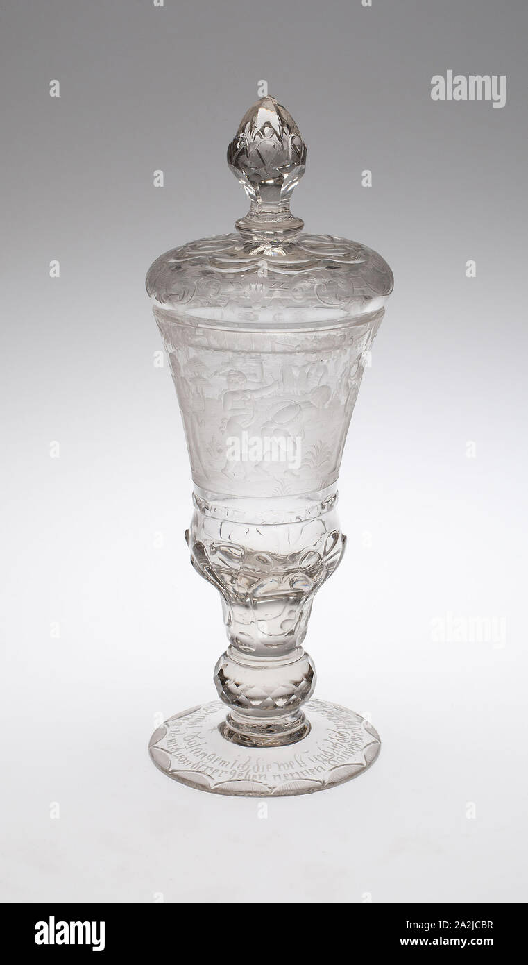 Covered Goblet (Pokal) with Musicians, 1730/40, Silesia, Poland, Silesia,  Blown and molded glass with engraved decoration, H. 29.8 cm (11 3/4 in  Stock Photo - Alamy