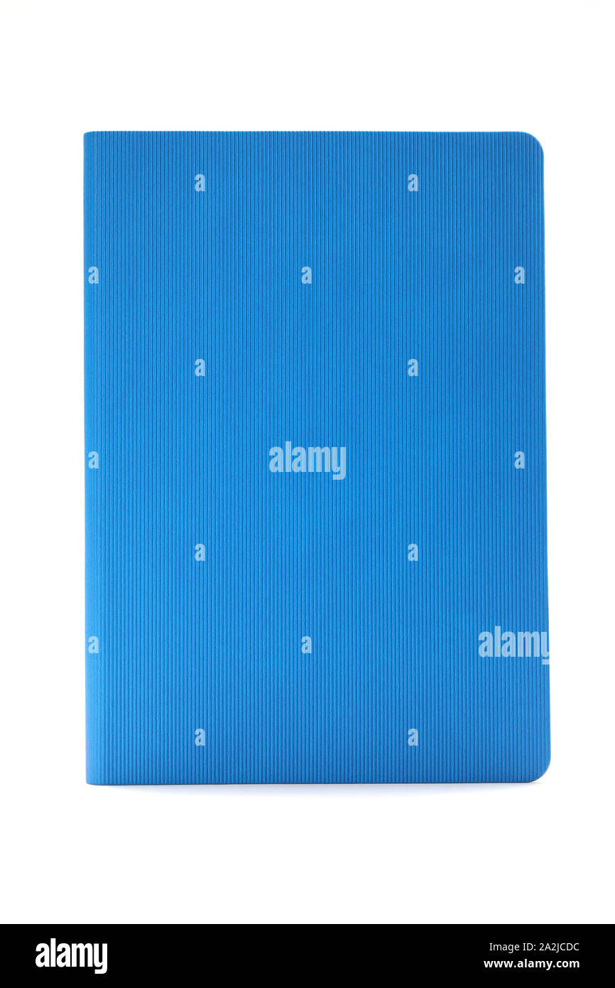 Blue diary isolated on white background Stock Photo