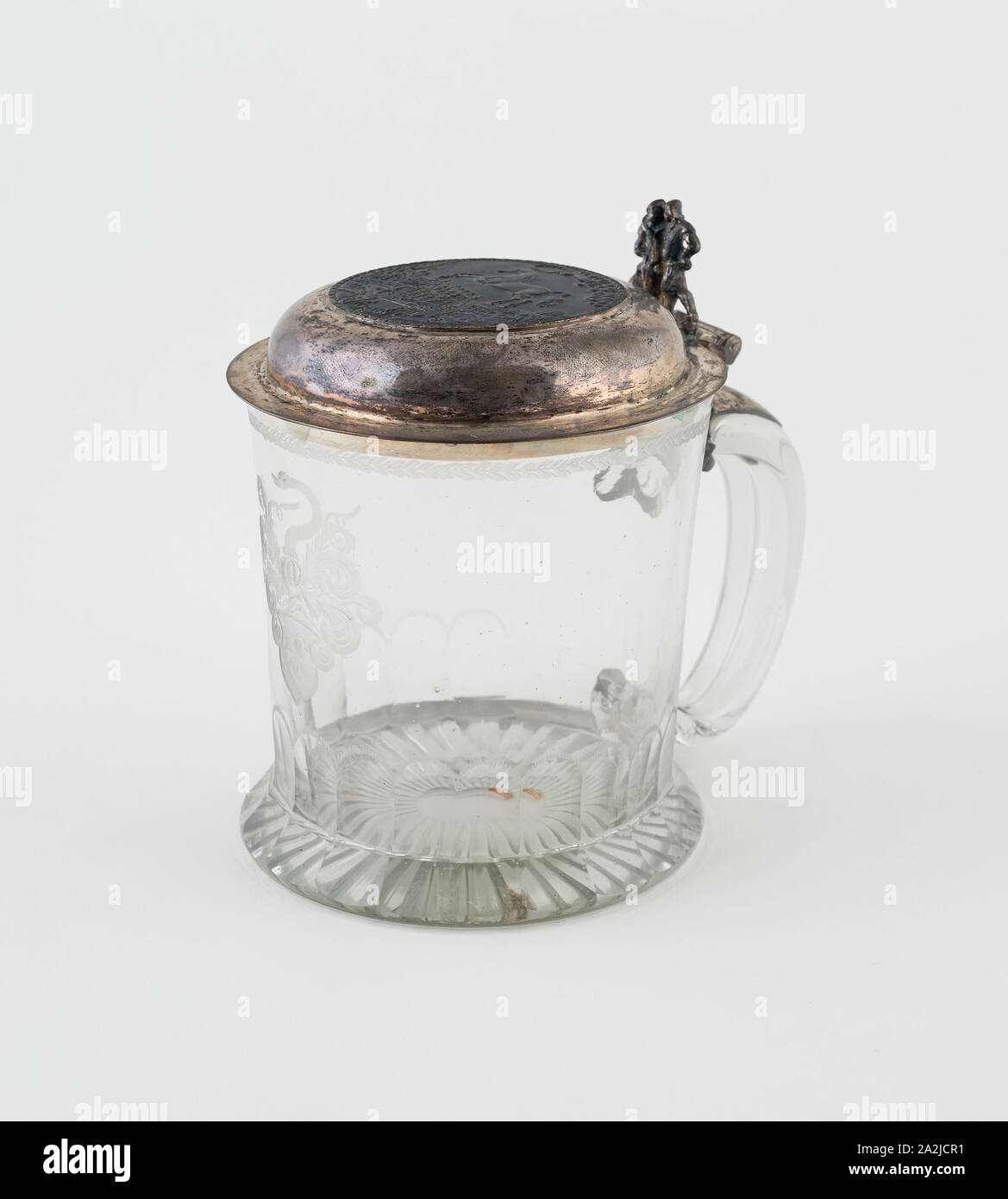 Tankard, c. 1730, Germany, Glass with silver cover, 14 x 10.3 cm (5 1/2 x 4 1/16 in Stock Photo