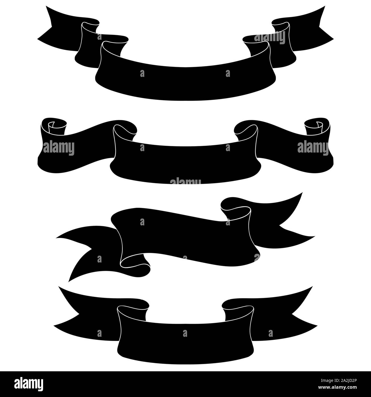 Ribbon scrolls set. Black silhouette icons Stock Vector Image & Art - Alamy
