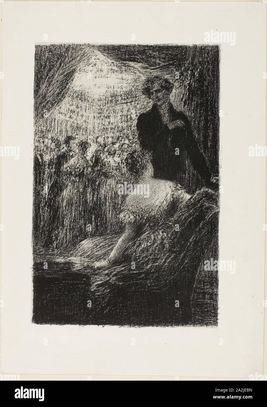 Symphonie Fantastique: A Ball, from Hector Berlioz, sa vie et ses oeuvres, 1888, Henri Fantin-Latour, French, 1836-1904, France, Lithograph in black on off-white China paper, laid down on white wove paper (chine collé), 234 × 155 mm (image), 307 × 217 mm (sheet Stock Photo