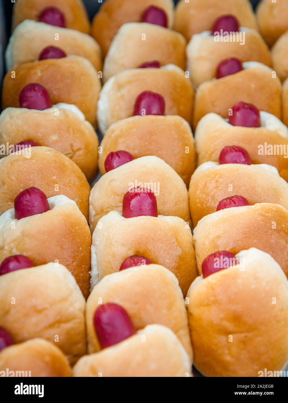 Pigs in a blanket (hot dogs baked enwrapped in a bun Stock Photo Alamy