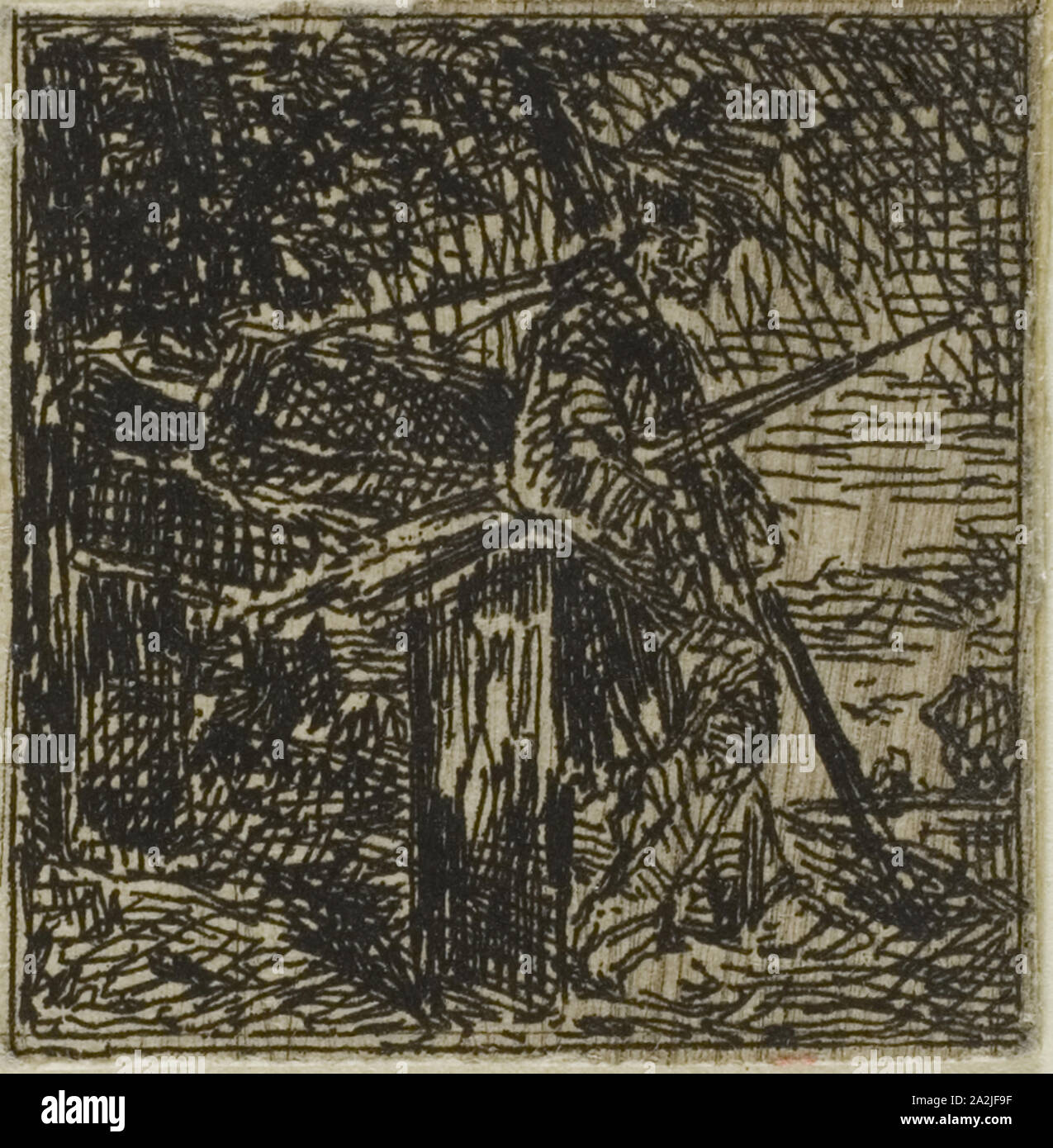 Vagabond, n.d., Charles Émile Jacque, French, 1813-1894, France, Etching on ivory wove paper, 24 × 23 mm Stock Photo