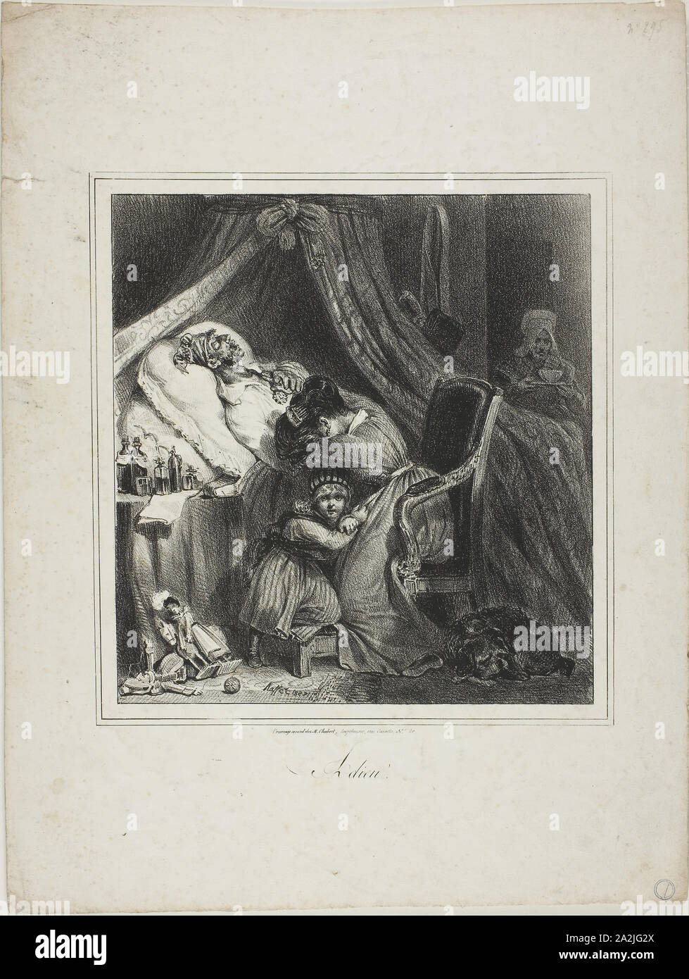 Goodbye, 1827, Denis Auguste Marie Raffet (French, 1804-1860), marketed by Chez M. Chabert (French, 19th century), France, Lithograph in black on ivory wove paper, 203 × 190 mm (image), 361 × 274 mm (sheet Stock Photo