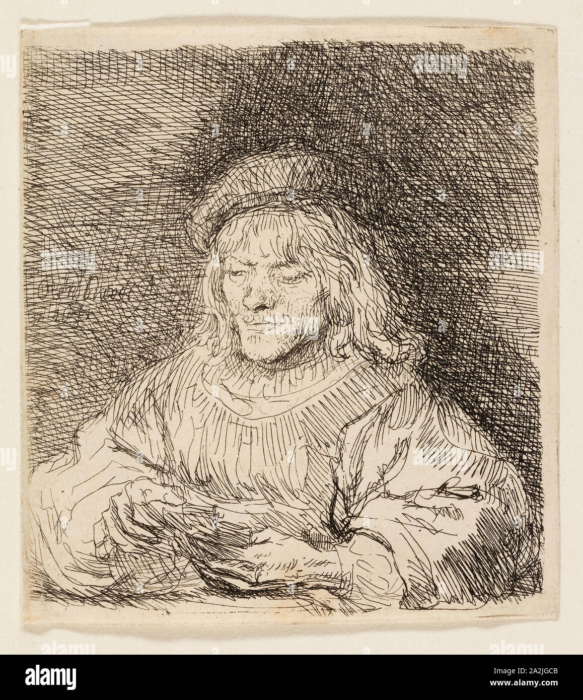 The Card Player, 1641, Rembrandt van Rijn, Dutch, 1606-1669, Holland,  Etching on paper, 90 x 80 mm (image/plate), 93 x 83 mm (sheet Stock Photo -  Alamy