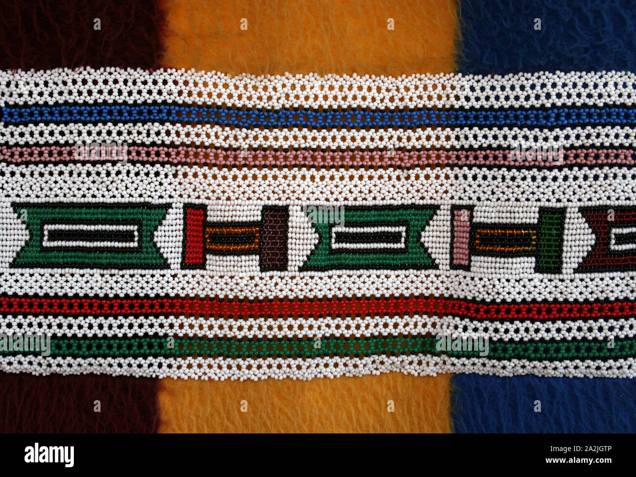 Ndebele Blanket Beadwork Detail Stock Photo