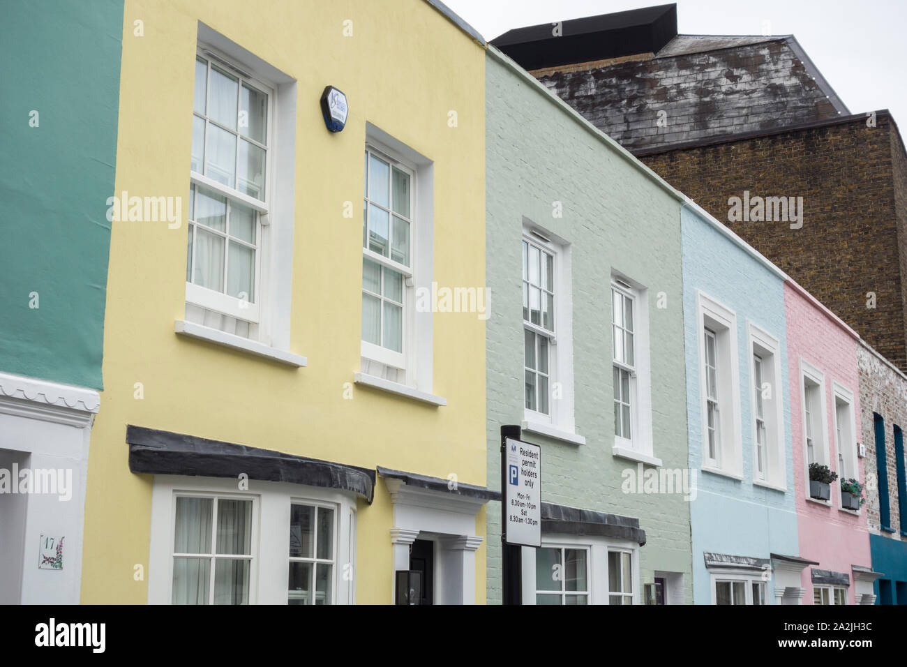 Colourful terraced housing in London's Notting Hill GAte area Stock