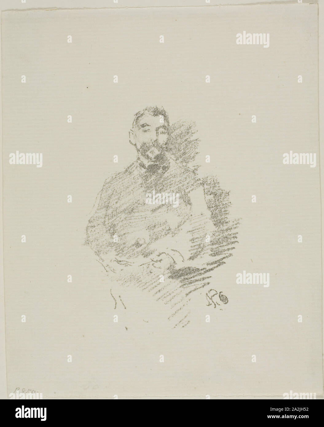 Stéphane Mallarmé, 1892, James McNeill Whistler, American, 1834-1903, United States, Transfer lithograph in gray-black on ivory laid paper, 97 x 70 mm (image), 169 x 137 mm (sheet Stock Photo