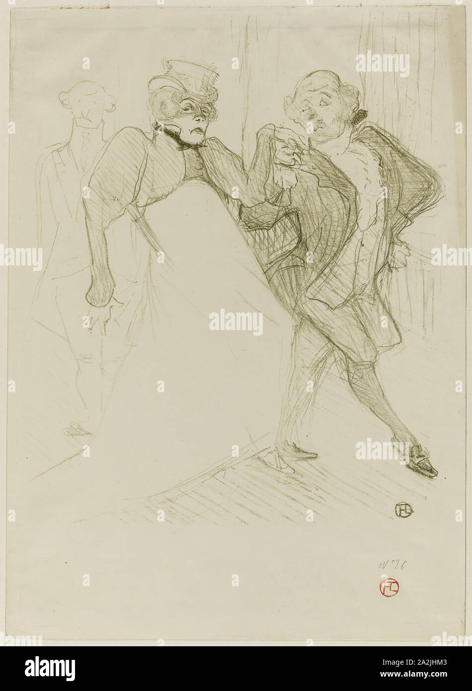 Réjane and Galipaux, in Madame Sans-Gêne, 1893, Henri de Toulouse-Lautrec, French, 1864-1901, France, Color lithograph on cream wove paper, 315 × 266 mm (image), 388 × 282 mm (sheet Stock Photo