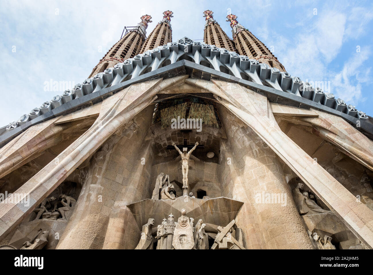 The Passion Facade of La Sagrada Familia, the iconic Cathedral in