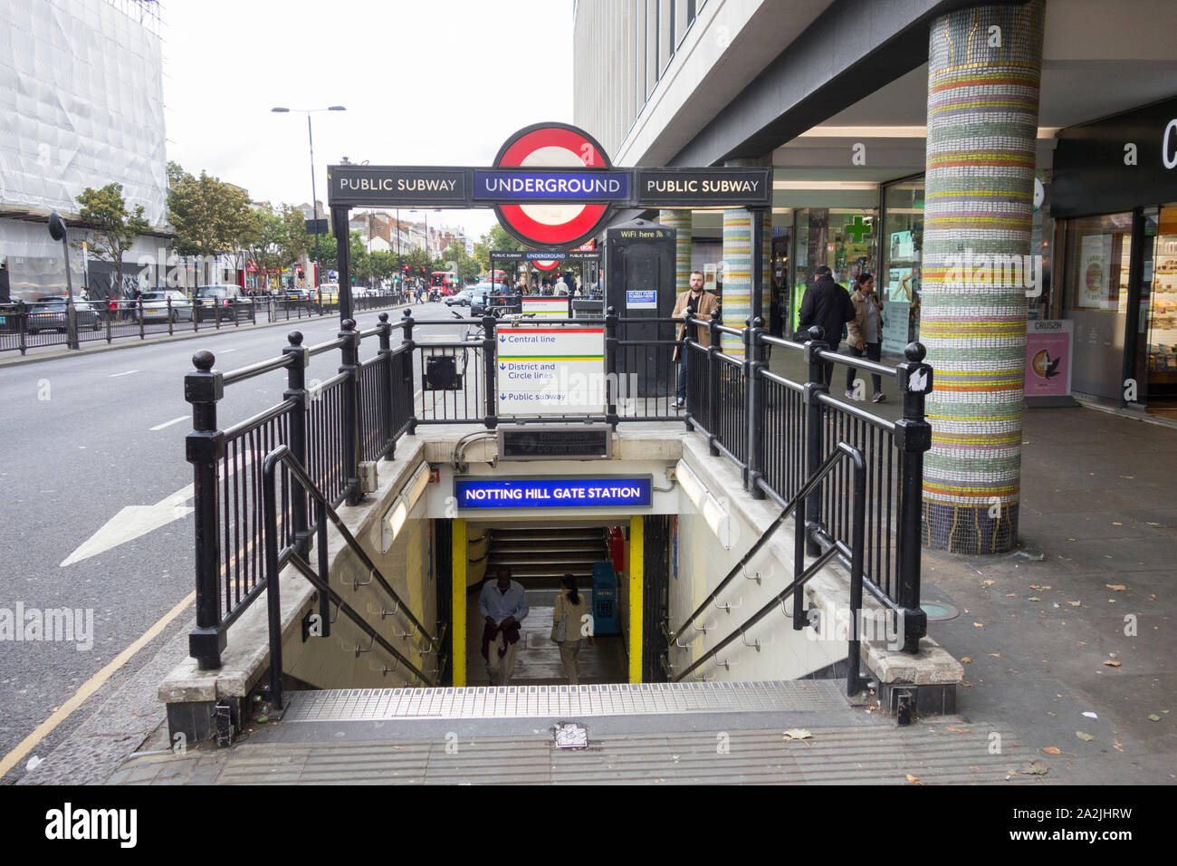 Entrance to Notting Hill Gate underground station and subway, Notting